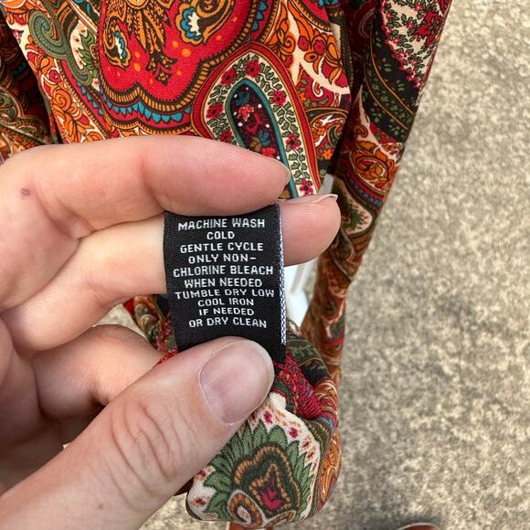 Premise Studio Paisley Blouse - Multicolor Boho Top - M - Picture 10 of 10